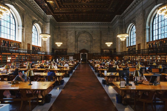 Interior of a large library
