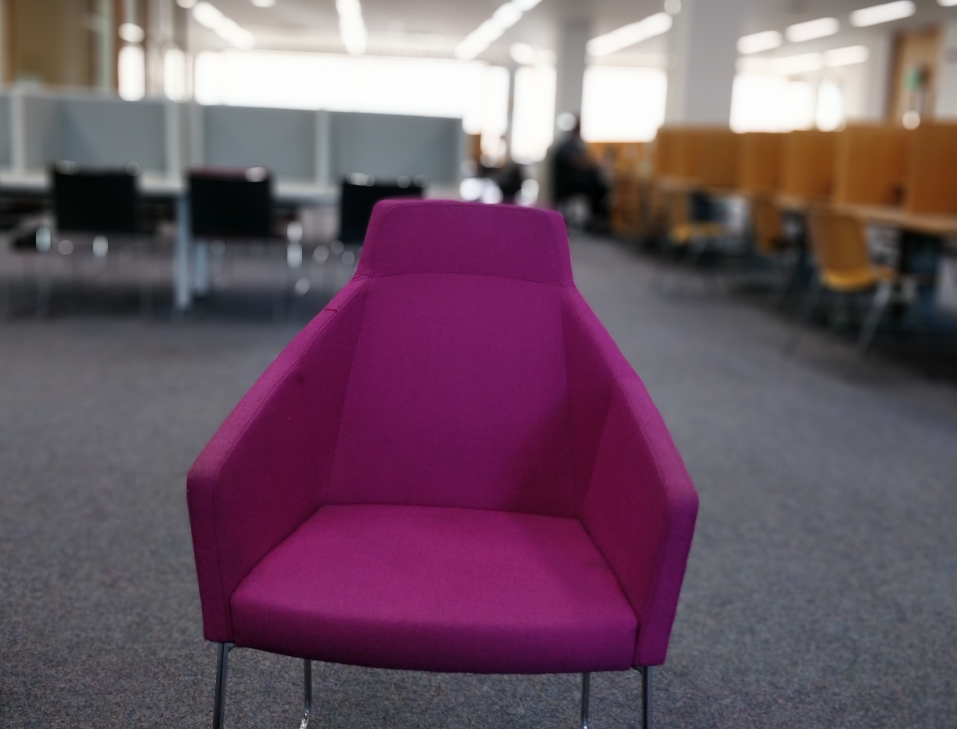 Purple Chair in DMV waiting area