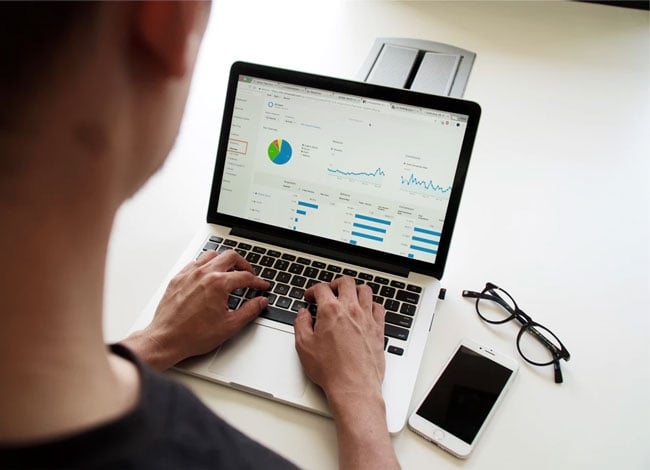 a computer user analyzes data