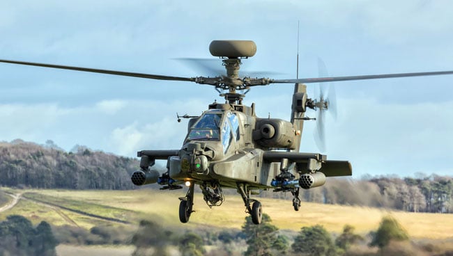 An Apache Helicopter in flight