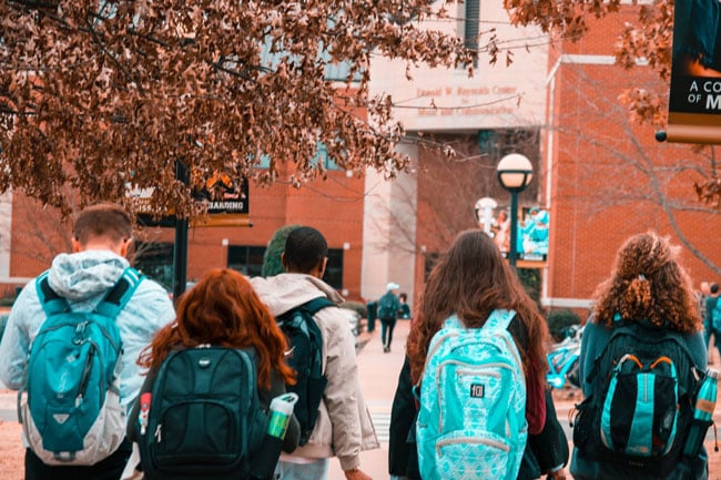 college students approach campus