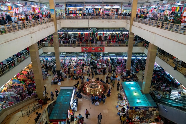 A busy store packed with shoppers