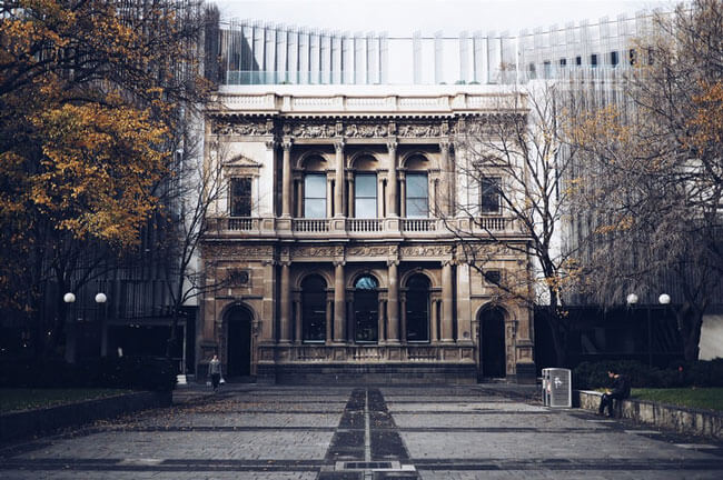 close-up of college building