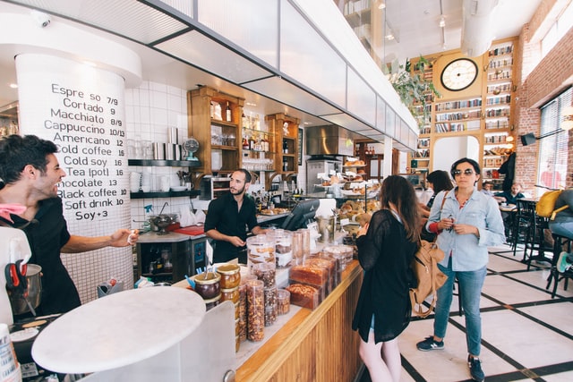 Inside of a busy coffee shop