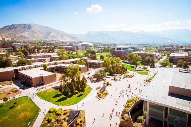 a busy college campus