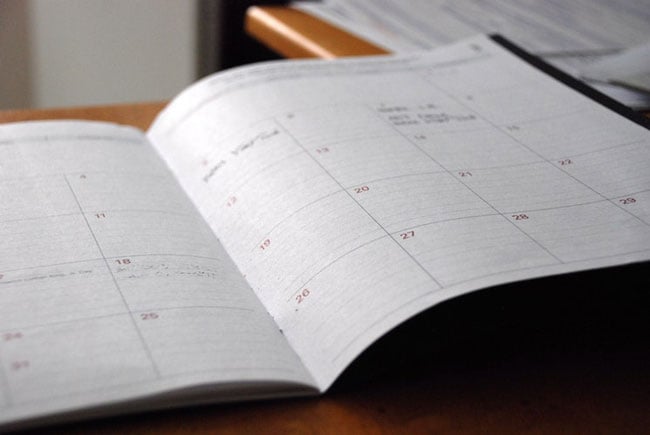an appointment book on a desk