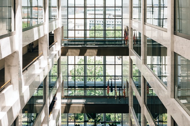 uncrowded area inside of a government building
