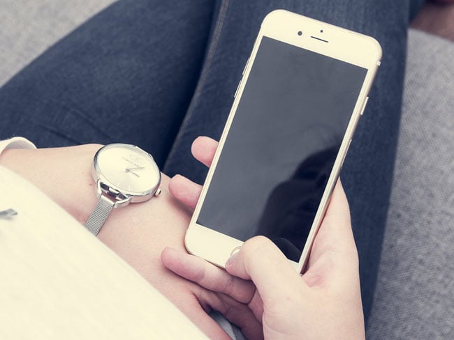 Looking at a phone