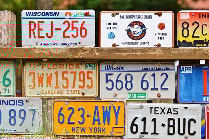 a display of license plates from different states