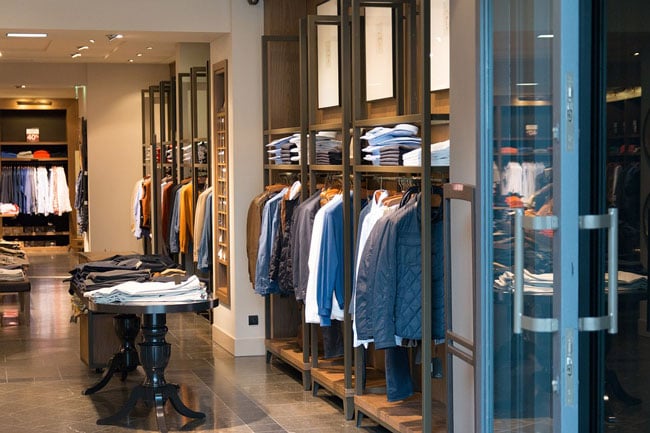 Clothes in a mall shop