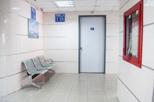 Small, empty hospital waiting room