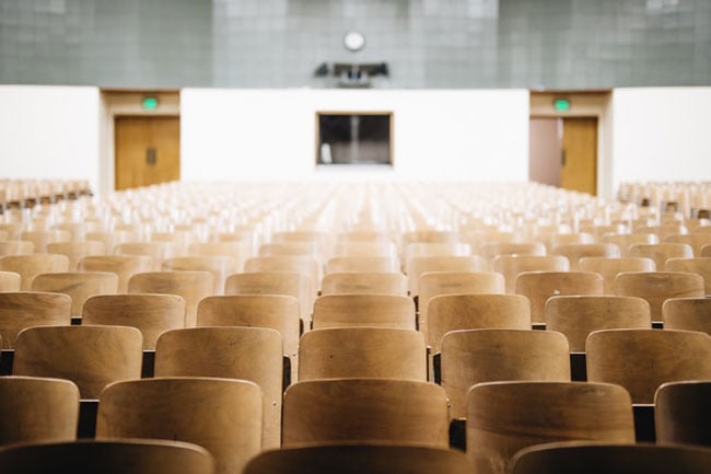 seats in an empty lecture hall