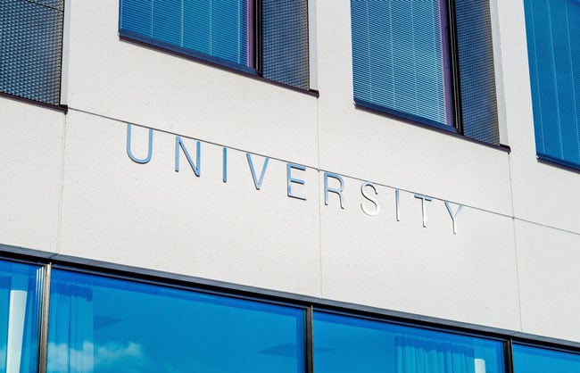 focus on university sign